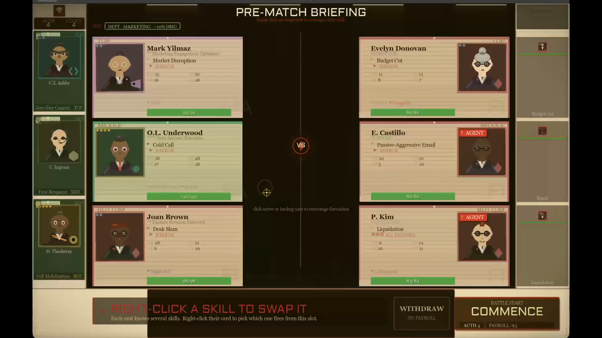 A three versus three pre-match formation briefing