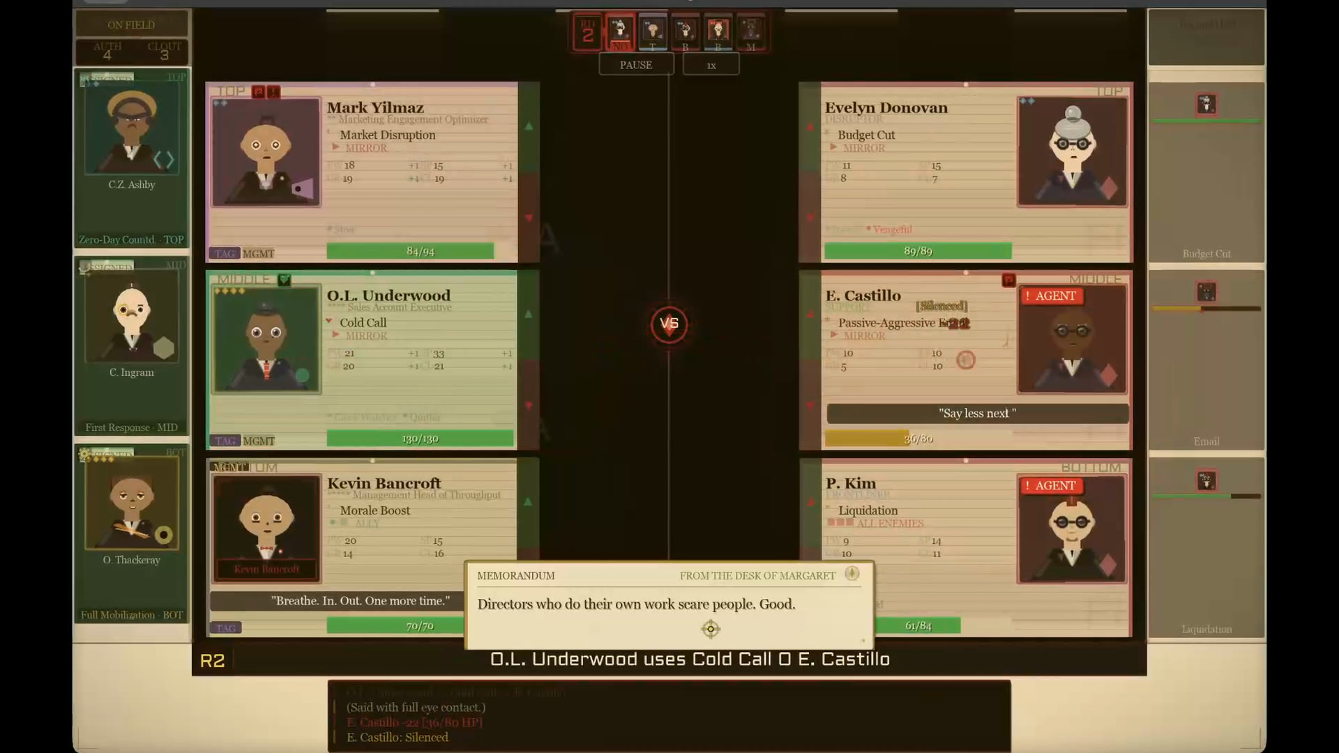 Automatic department combat in Downer Management