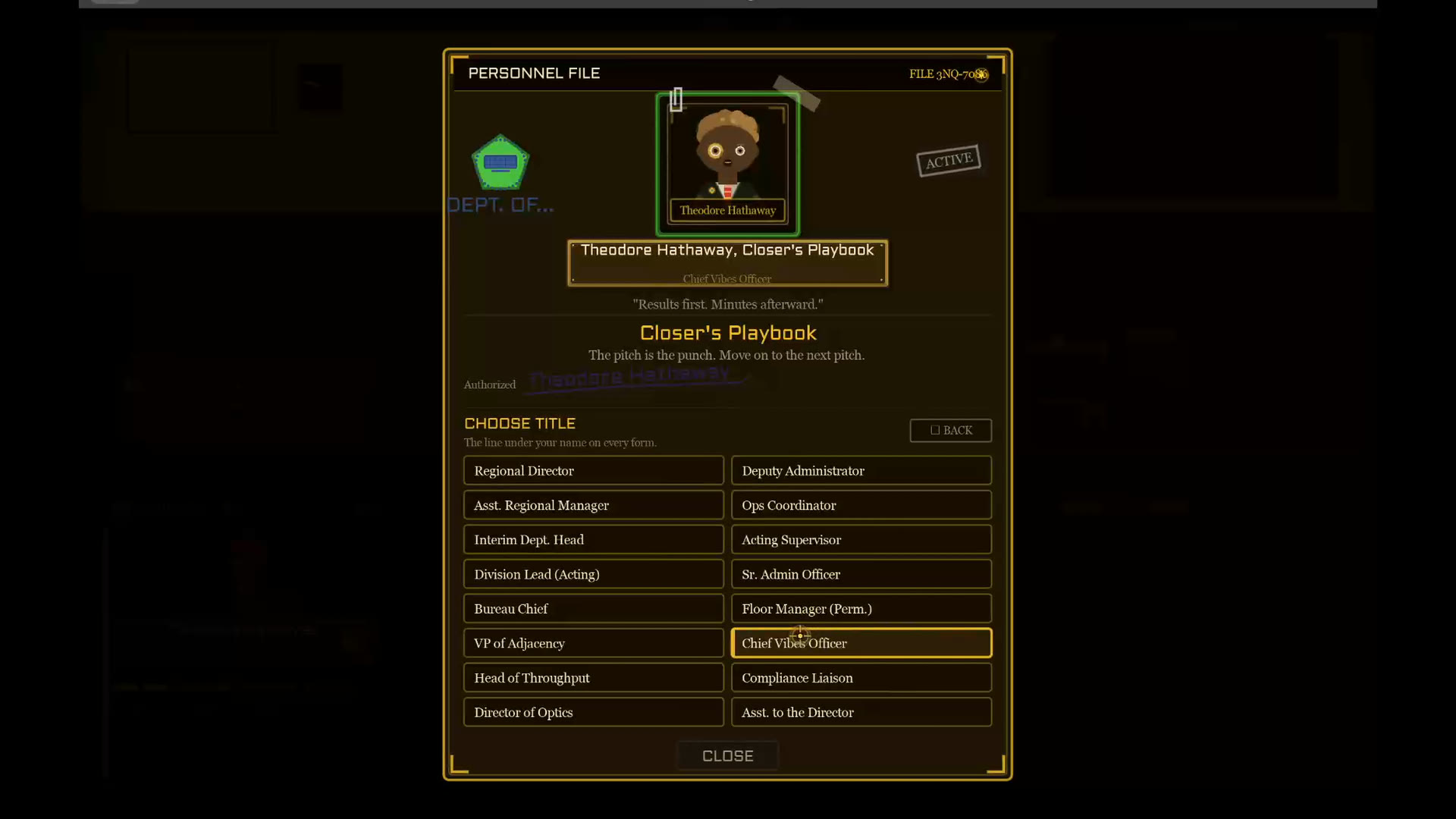A procedural employee dossier in Downer Management